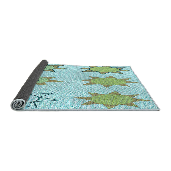 Thickness of Patterned Light Aquamarine Green Rug, pat273lblu