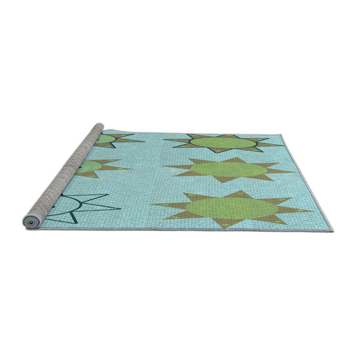 Sideview of Machine Washable Transitional Light Aquamarine Green Rug, wshpat273lblu
