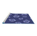 Sideview of Machine Washable Transitional Lapis Blue Rug, wshpat2731blu