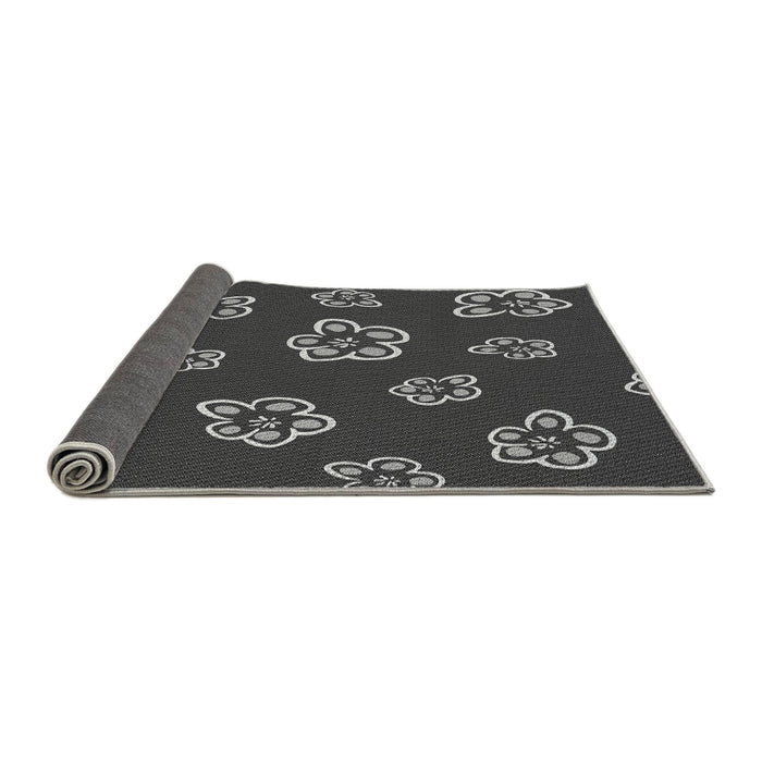 Thickness of Patterned Charcoal Black Rug, pat2731gry