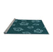 Sideview of Machine Washable Transitional Medium Teal Green Rug, wshpat2731lblu