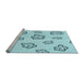 Sideview of Machine Washable Transitional Electric Blue Rug, wshpat2732lblu