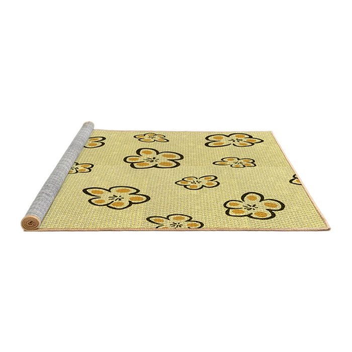 Sideview of Machine Washable Transitional Sun Yellow Rug, wshpat2732yw