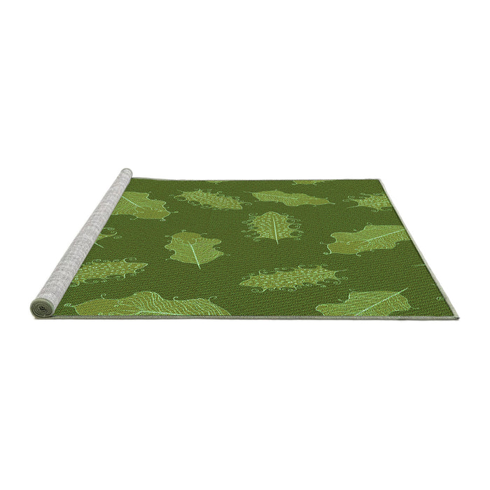 Sideview of Machine Washable Transitional Seaweed Green Rug, wshpat2733grn