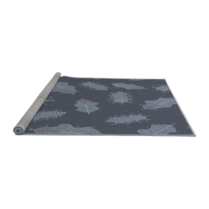 Sideview of Machine Washable Transitional Koi Blue Rug, wshpat2733lblu