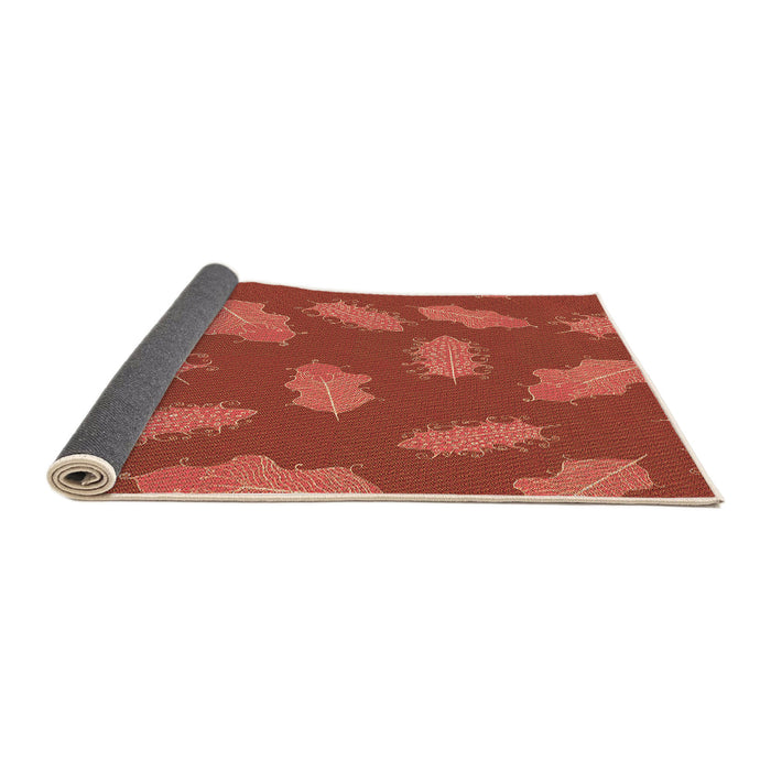 Thickness of Patterned Bright Orange Rug, pat2733org