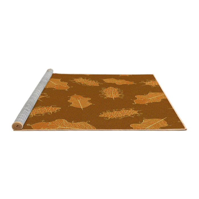 Sideview of Machine Washable Transitional Neon Orange Rug, wshpat2733yw
