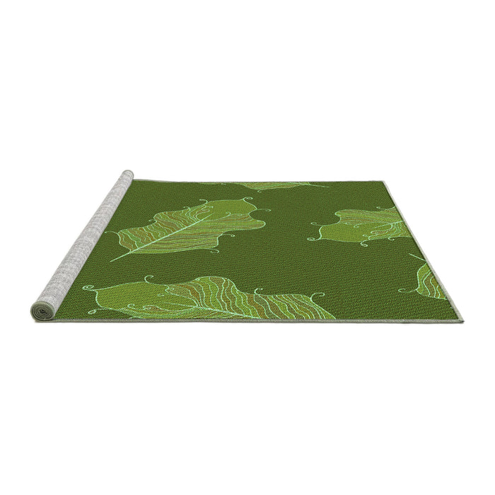 Sideview of Machine Washable Transitional Seaweed Green Rug, wshpat2735grn