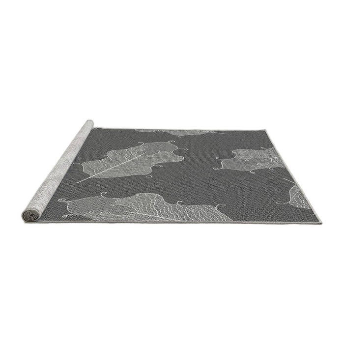 Sideview of Machine Washable Transitional Grey Gray Rug, wshpat2735gry