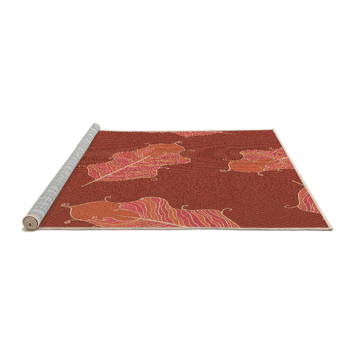 Sideview of Machine Washable Transitional Bright Orange Rug, wshpat2735org