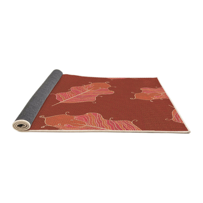 Thickness of Patterned Bright Orange Rug, pat2735org