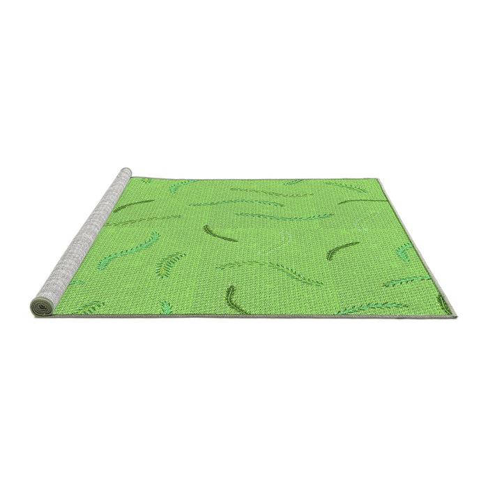 Sideview of Machine Washable Transitional Green Rug, wshpat2736grn