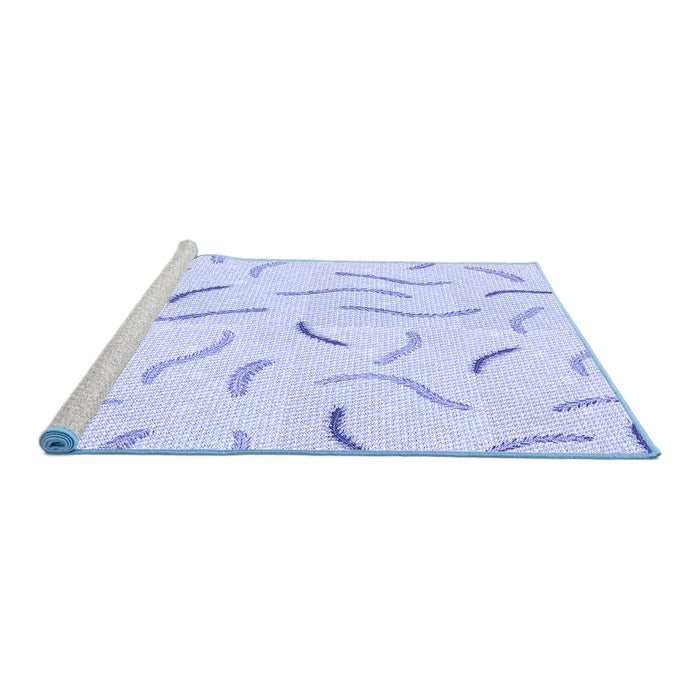 Sideview of Machine Washable Transitional Lavender Blue Rug, wshpat2737blu