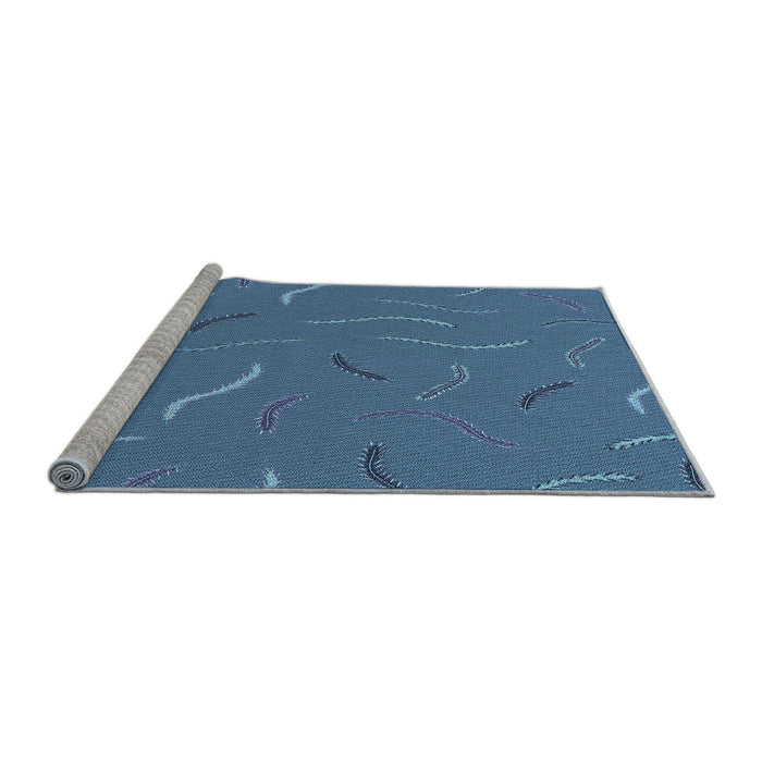 Sideview of Machine Washable Transitional Blue Rug, wshpat2738lblu