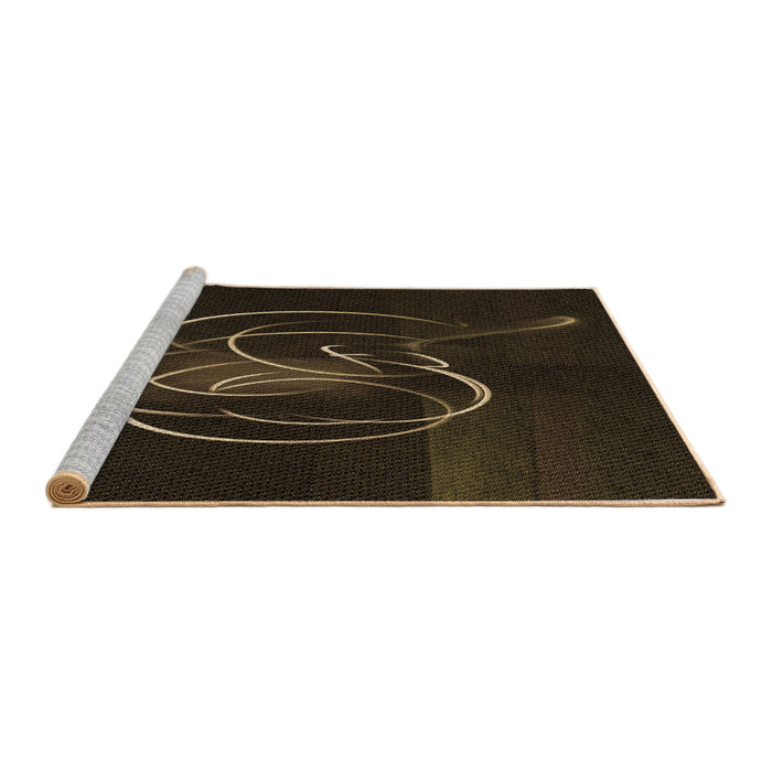 Sideview of Machine Washable Transitional Black Rug, wshpat2739brn