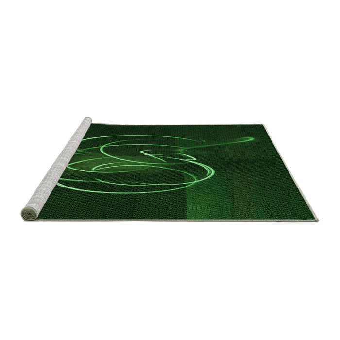 Sideview of Machine Washable Transitional Green Rug, wshpat2739grn