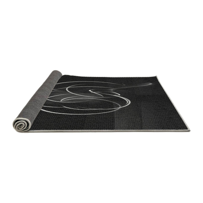 Thickness of Patterned Black Rug, pat2739gry