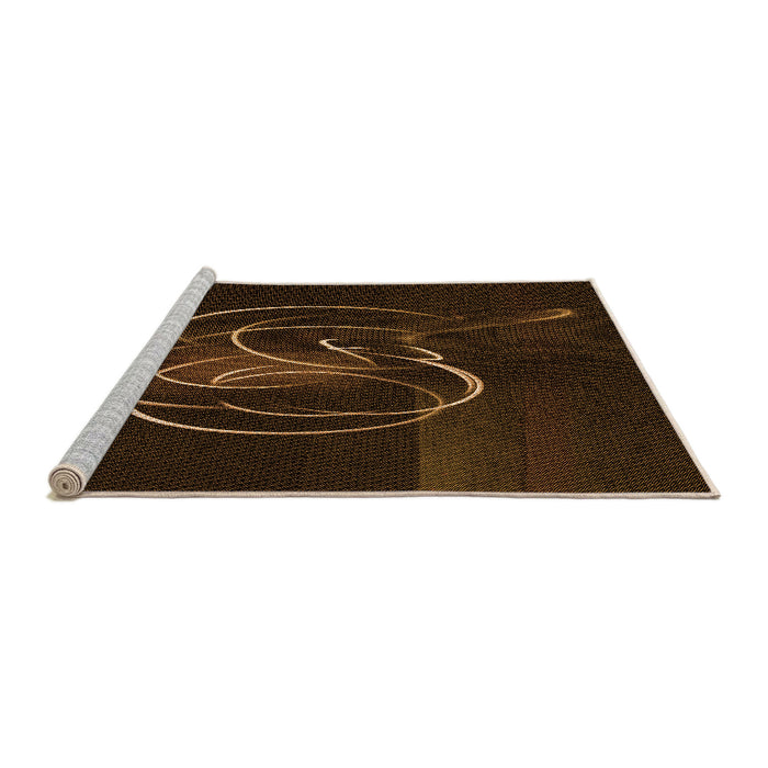 Sideview of Machine Washable Transitional Dark Bronze Brown Rug, wshpat2739org