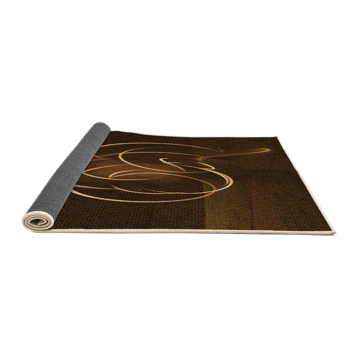 Thickness of Patterned Dark Bronze Brown Rug, pat2739org