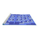 Sideview of Machine Washable Transitional Sky Blue Rug, wshpat274blu