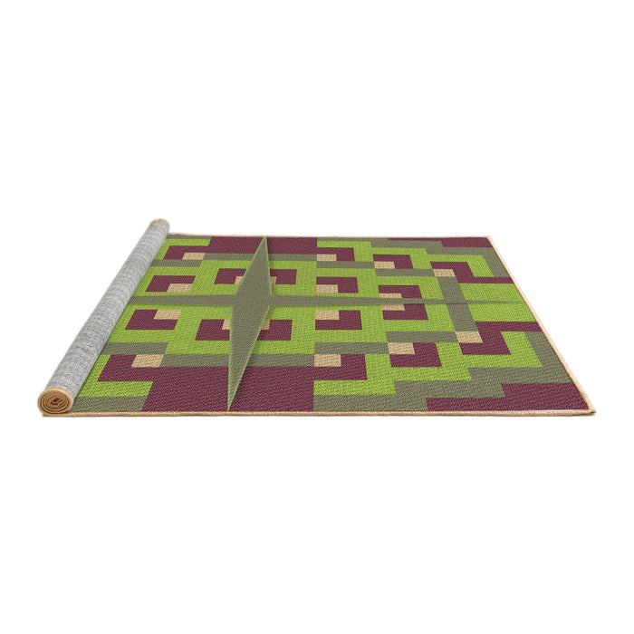 Sideview of Machine Washable Transitional Pistachio Green Rug, wshpat274brn