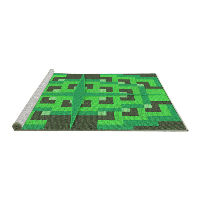 Sideview of Machine Washable Transitional Forest Green Rug, wshpat274grn