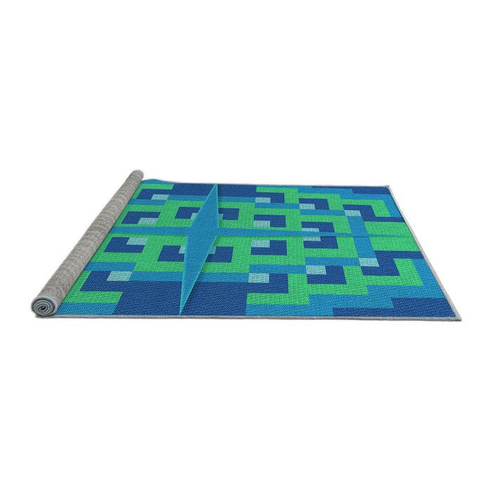 Sideview of Machine Washable Transitional Blue Rug, wshpat274lblu