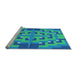 Sideview of Machine Washable Transitional Blue Rug, wshpat274lblu