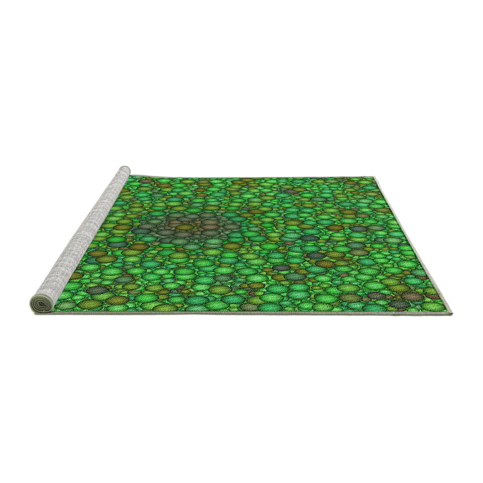 Sideview of Machine Washable Transitional Neon Green Rug, wshpat2740grn