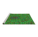Sideview of Machine Washable Transitional Neon Green Rug, wshpat2740grn