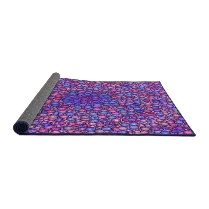 Thickness of Patterned Dark Magenta Purple Rug, pat2740pur
