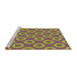 Sideview of Machine Washable Transitional Green Rug, wshpat2748brn