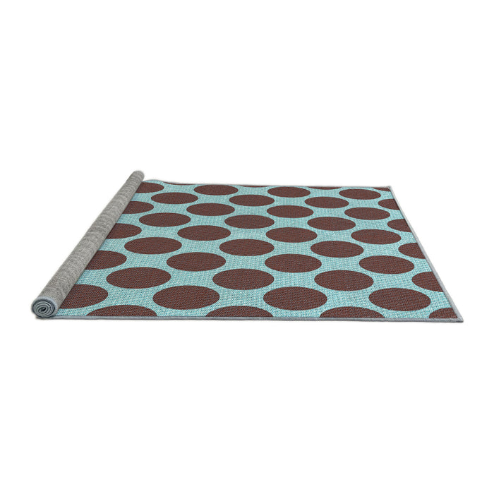 Sideview of Machine Washable Transitional Blue Rug, wshpat2751lblu