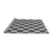 Sideview of Machine Washable Transitional Blue Rug, wshpat2751lblu