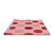 Sideview of Machine Washable Transitional Deep Rose Pink Rug, wshpat2753rd