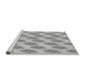 Sideview of Machine Washable Transitional Platinum Silver Gray Rug, wshpat2754gry