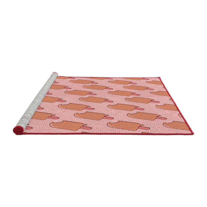 Sideview of Machine Washable Transitional Pastel Pink Rug, wshpat2754rd