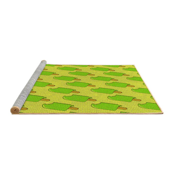 Sideview of Machine Washable Transitional Pistachio Green Rug, wshpat2754yw