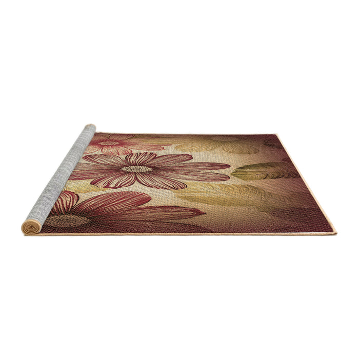 Sideview of Machine Washable Transitional Brown Sand Brown Rug, wshpat2755brn