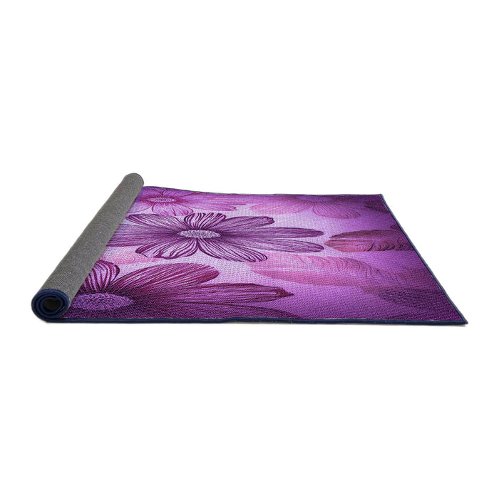 Thickness of Patterned Dark Magenta Purple Rug, pat2755pur