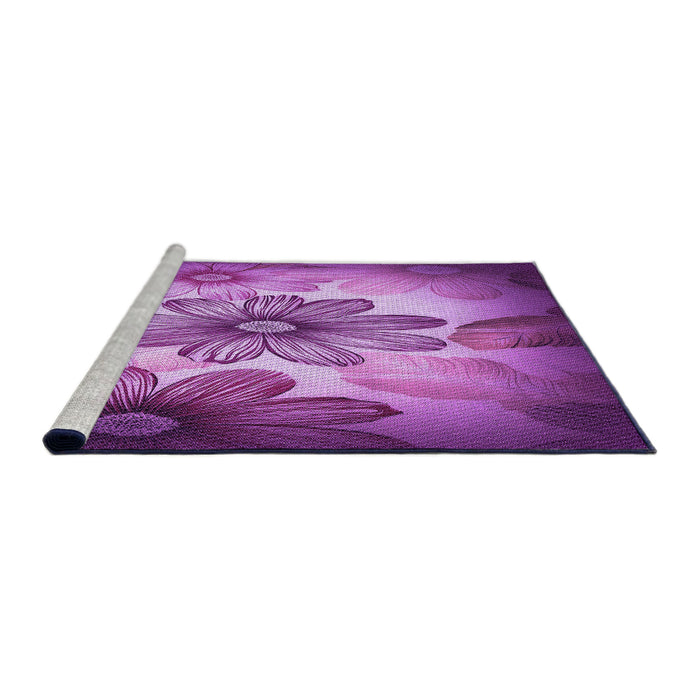 Sideview of Machine Washable Transitional Dark Magenta Purple Rug, wshpat2755pur