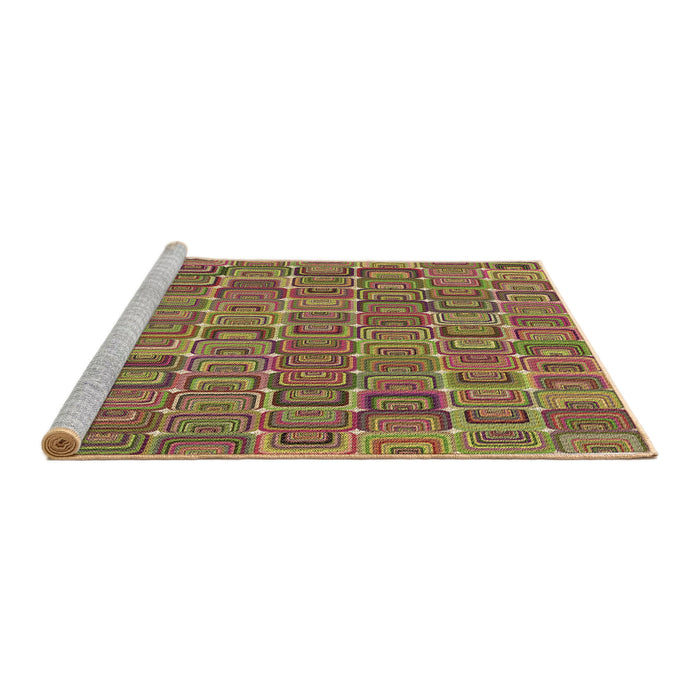 Sideview of Machine Washable Transitional Brown Red Rug, wshpat2756brn