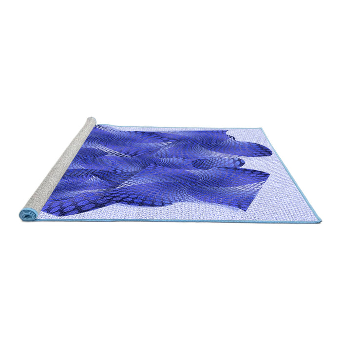 Sideview of Machine Washable Transitional Blue Orchid Blue Rug, wshpat2759blu