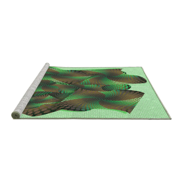 Sideview of Machine Washable Transitional Pastel Green Rug, wshpat2759grn
