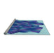 Sideview of Machine Washable Transitional Sapphire Blue Rug, wshpat2759lblu