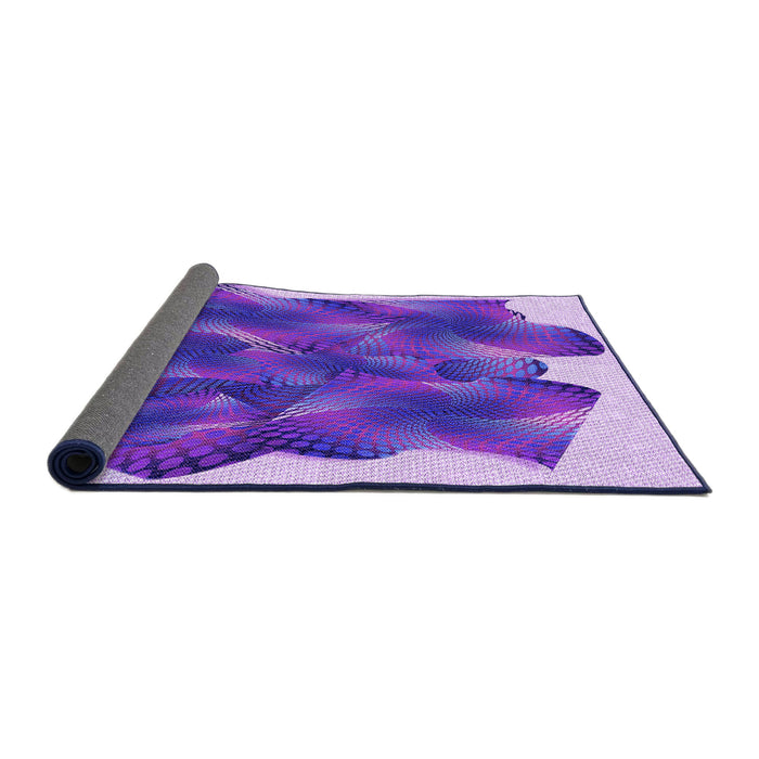 Thickness of Patterned Blue Violet Purple Rug, pat2759pur