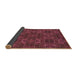 Thickness of Patterned Cherry Red Rug, pat2760brn