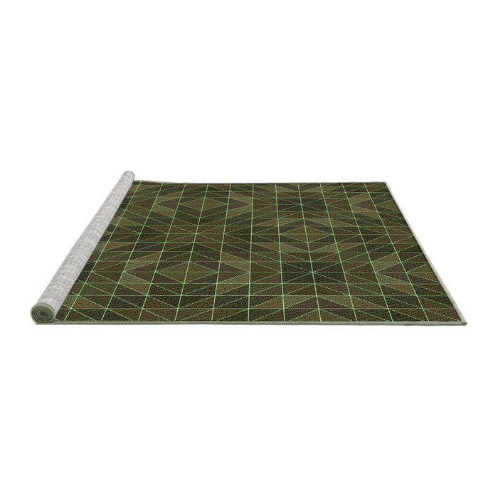 Sideview of Machine Washable Transitional Olive Green Rug, wshpat2760grn