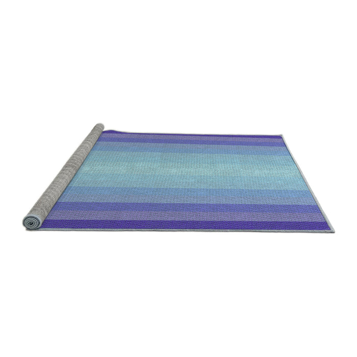 Sideview of Machine Washable Transitional Sky Blue Rug, wshpat2762lblu