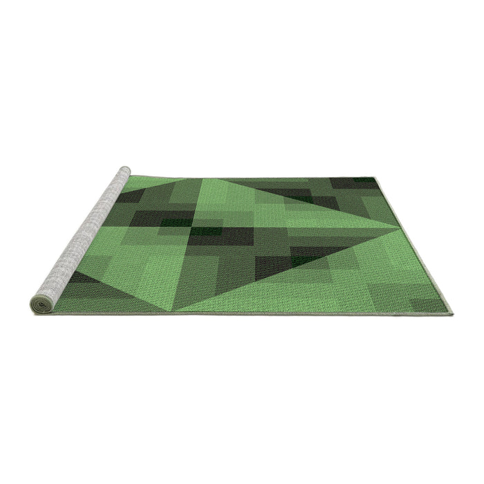 Sideview of Machine Washable Transitional Green Rug, wshpat2763grn